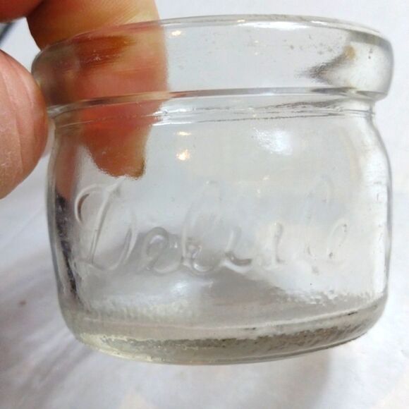 Rare Vintage Pair of Delisle Clear Yoghurt Jars - Picture 3 of 8